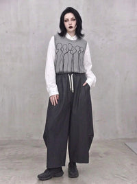 Grey Sculpted Wide-Leg Trousers | Relaxed Minimalist Balloon Pants