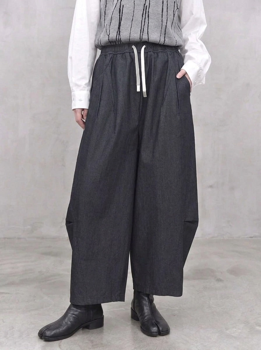 Grey Sculpted Wide-Leg Trousers | Relaxed Minimalist Balloon Pants