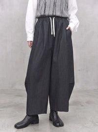 Grey Sculpted Wide-Leg Trousers | Relaxed Minimalist Balloon Pants