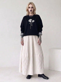 Black Gingham Rose Pullover | Relaxed Alternative Sweatshirt