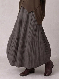 Washed Cocoa Crinkle Maxi Skirt-SimpleModerne