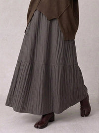 Washed Cocoa Crinkle Maxi Skirt-SimpleModerne