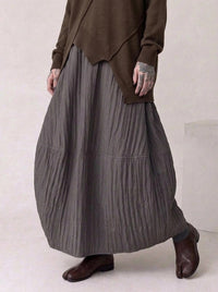 Washed Cocoa Crinkle Maxi Skirt-SimpleModerne
