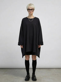 Black Raw Edge Oversized Sweatshirt