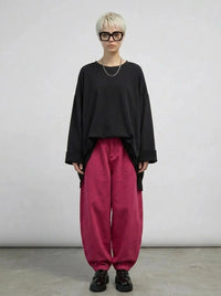 Black Raw Edge Oversized Sweatshirt