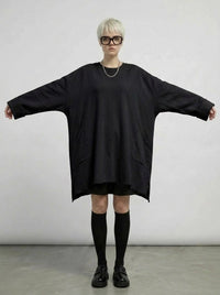 Black Raw Edge Oversized Sweatshirt