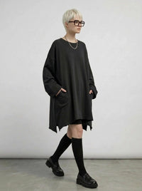 Black Raw Edge Oversized Sweatshirt