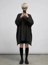 Black Raw Edge Oversized Sweatshirt