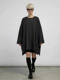 Black Raw Edge Oversized Sweatshirt