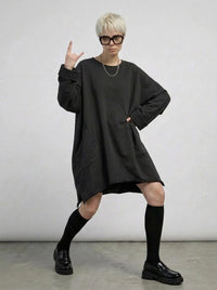 Black Raw Edge Oversized Sweatshirt