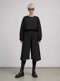 Calf-Length Punk Streetwear Shorts with Pockets-SimpleModerne