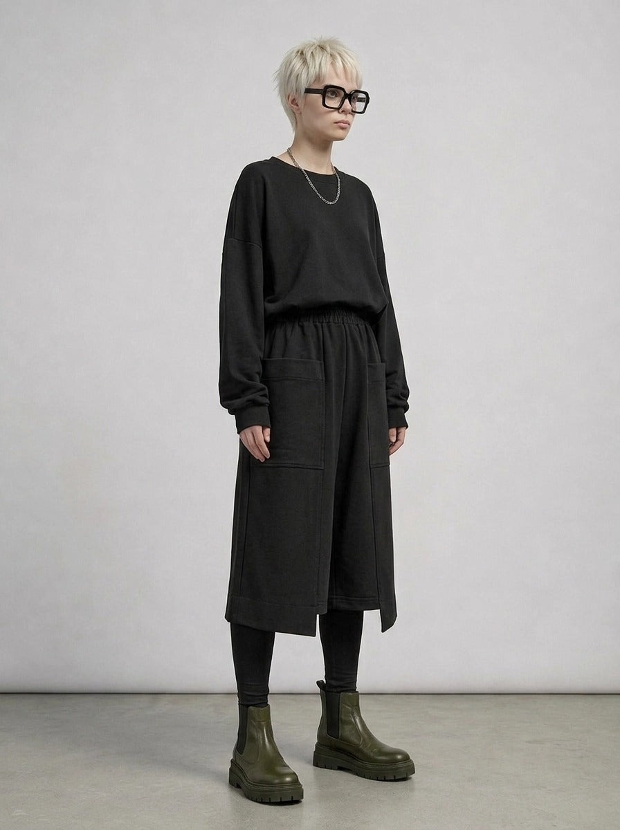 Calf-Length Punk Streetwear Shorts with Pockets-SimpleModerne