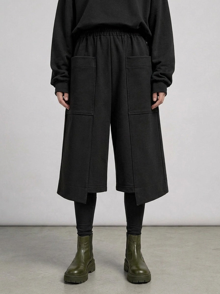 Calf-Length Punk Streetwear Shorts with Pockets-SimpleModerne