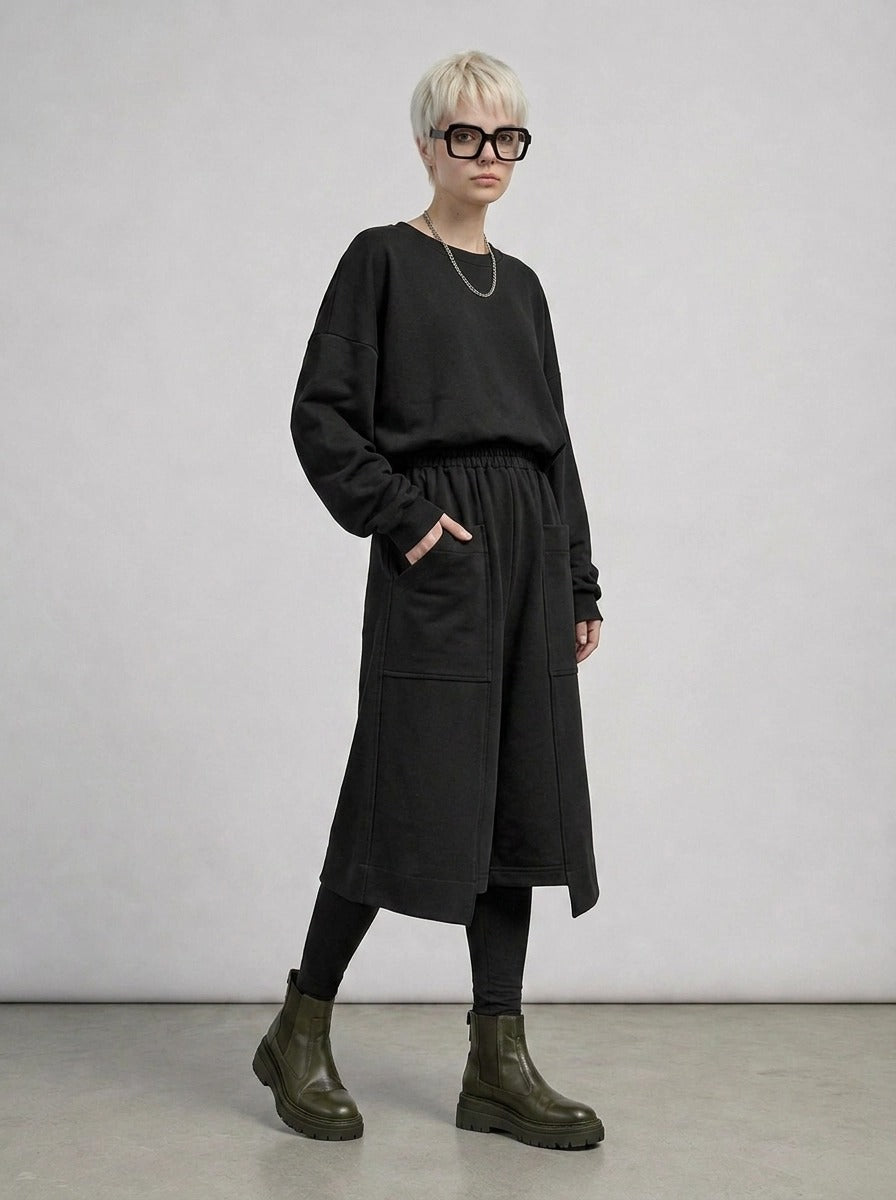 Calf-Length Punk Streetwear Shorts with Pockets-SimpleModerne