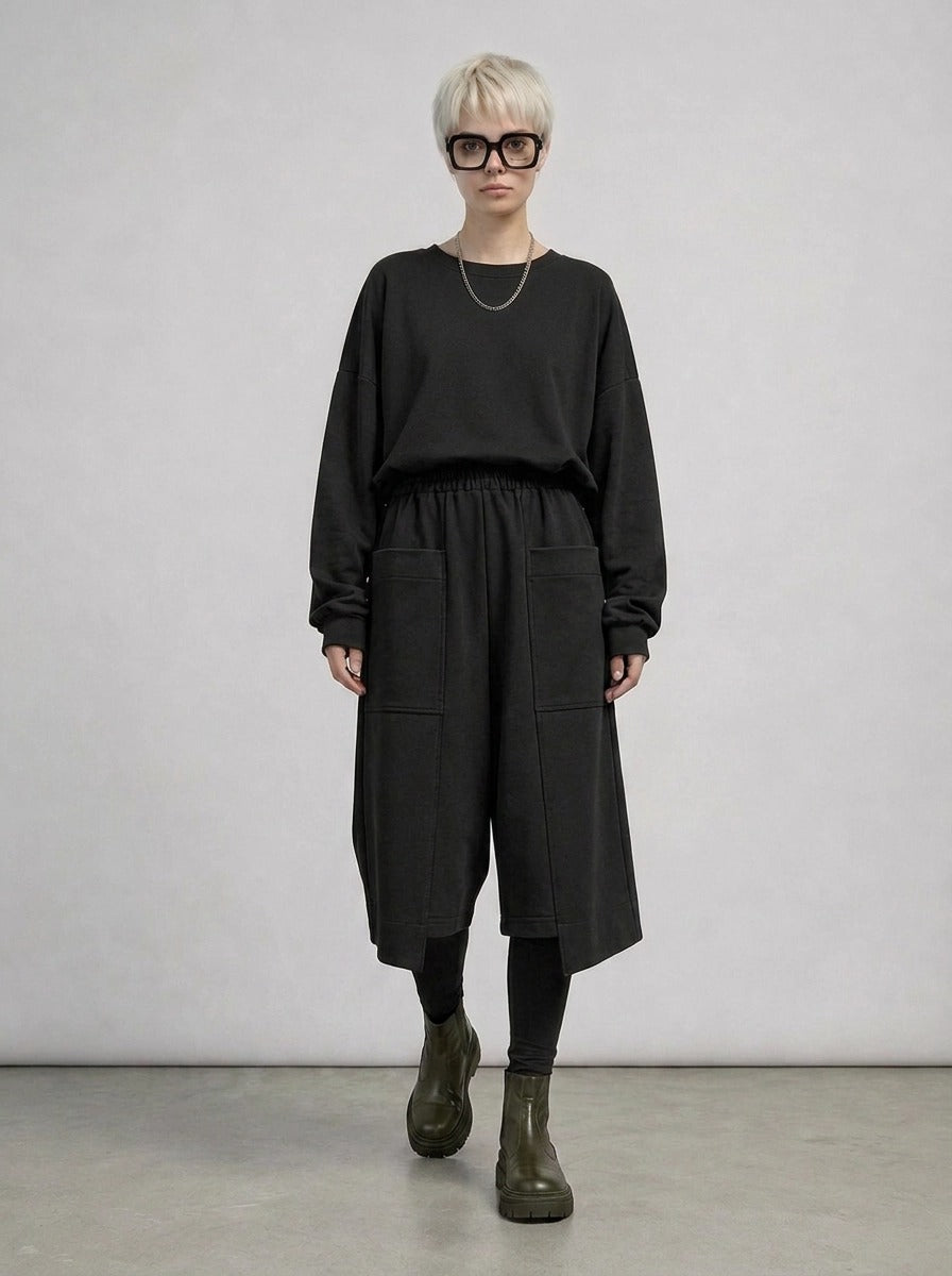 Calf-Length Punk Streetwear Shorts with Pockets-SimpleModerne