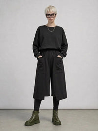 Calf-Length Punk Streetwear Shorts with Pockets-SimpleModerne