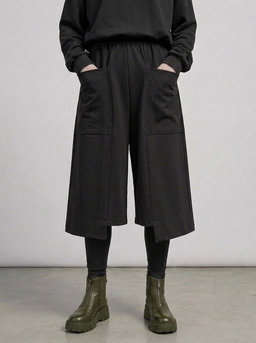 Calf-Length Punk Streetwear Shorts with Pockets-SimpleModerne