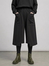 Calf-Length Punk Streetwear Shorts with Pockets-SimpleModerne