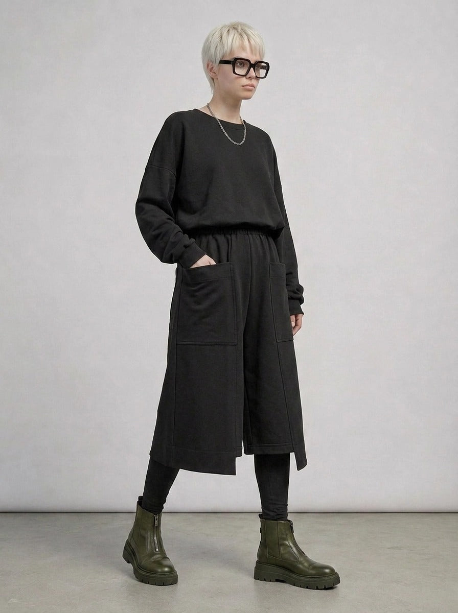 Calf-Length Punk Streetwear Shorts with Pockets-SimpleModerne