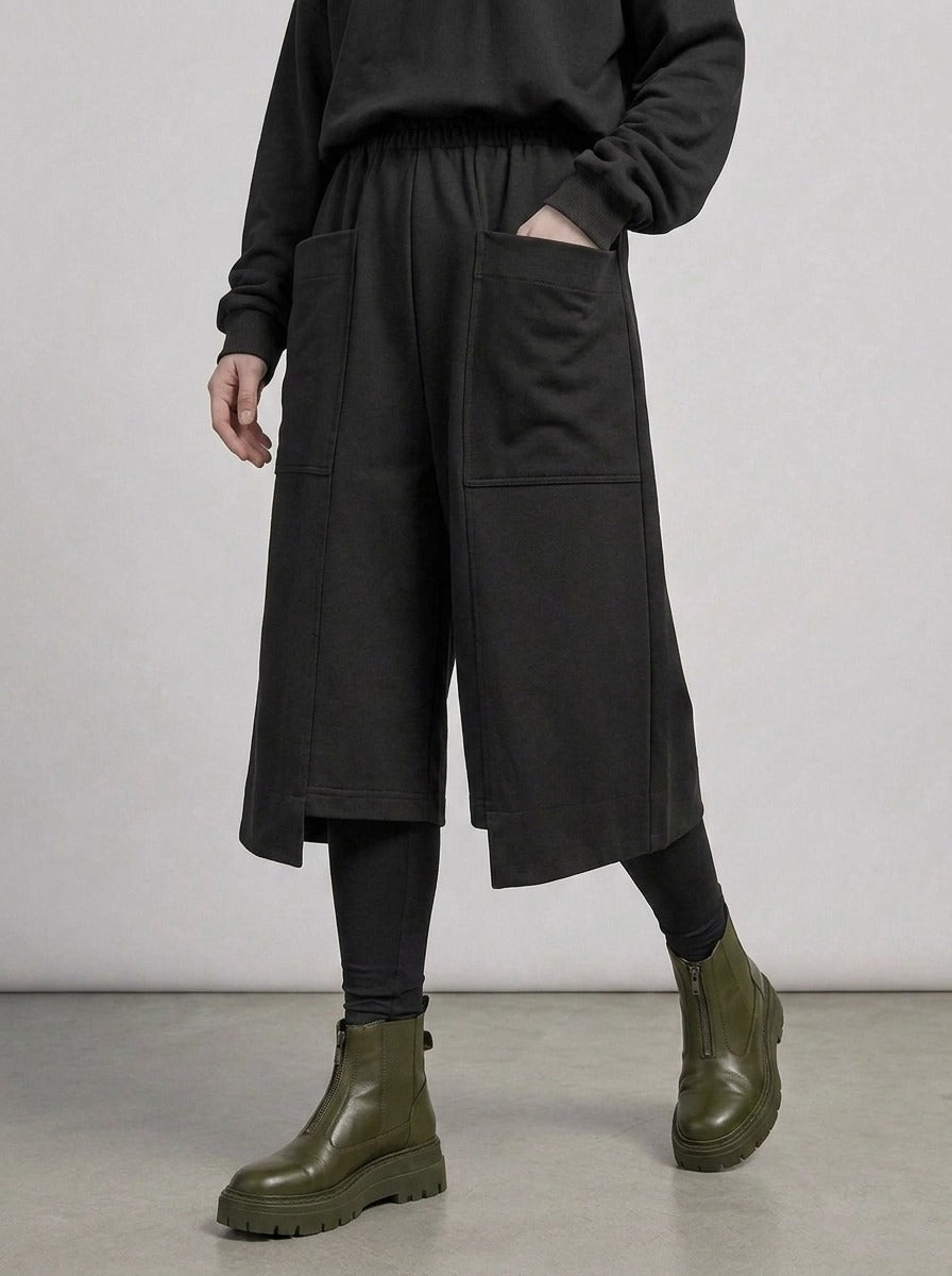Calf-Length Punk Streetwear Shorts with Pockets-SimpleModerne