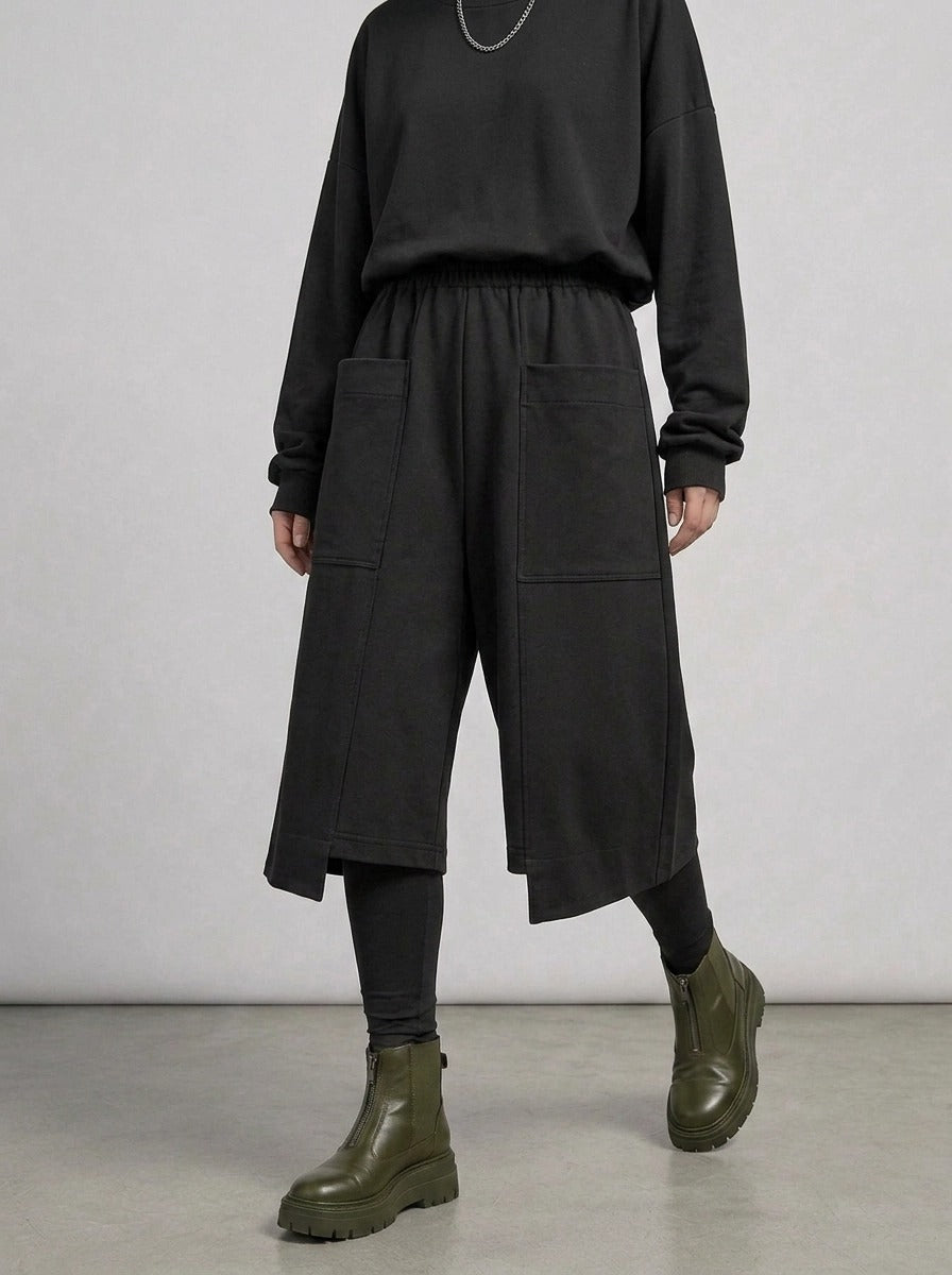 Calf-Length Punk Streetwear Shorts with Pockets-SimpleModerne