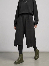 Calf-Length Punk Streetwear Shorts with Pockets-SimpleModerne