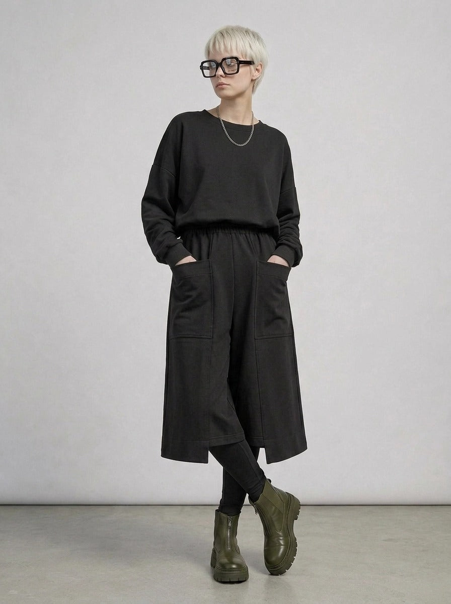 Calf-Length Punk Streetwear Shorts with Pockets-SimpleModerne