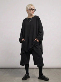 Black Raw Edge Oversized Sweatshirt