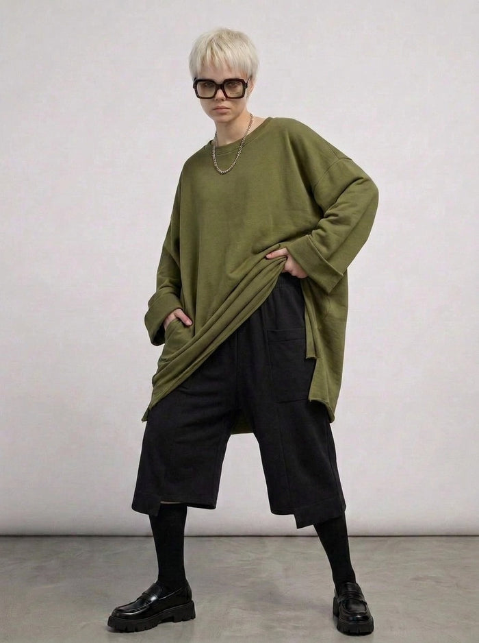 Olive Oversized Sweatshirt-SimpleModerne