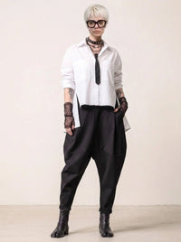 Street Style Black Harem Trousers with Relaxed Fit and Modern Edge