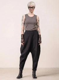 Street Style Black Harem Trousers with Relaxed Fit and Modern Edge