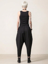 Street Style Black Harem Trousers with Relaxed Fit and Modern Edge