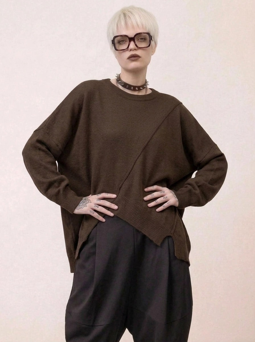 Coffee Deconstructed Oversized Knit Pullover-SimpleModerne