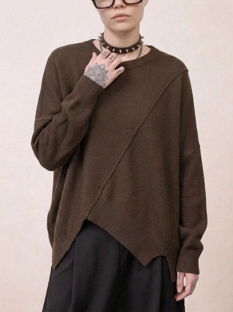 Coffee Deconstructed Oversized Knit Pullover-SimpleModerne
