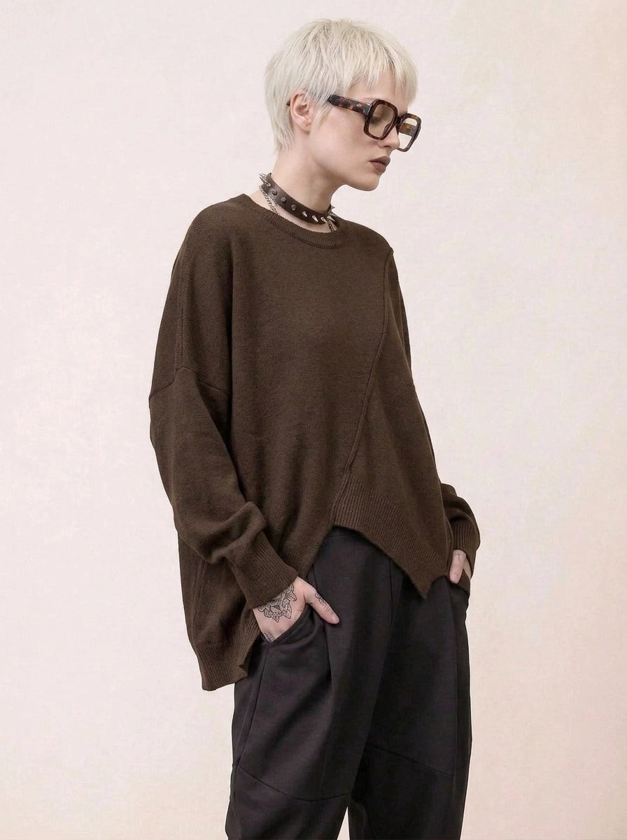 Coffee Deconstructed Oversized Knit Pullover-SimpleModerne
