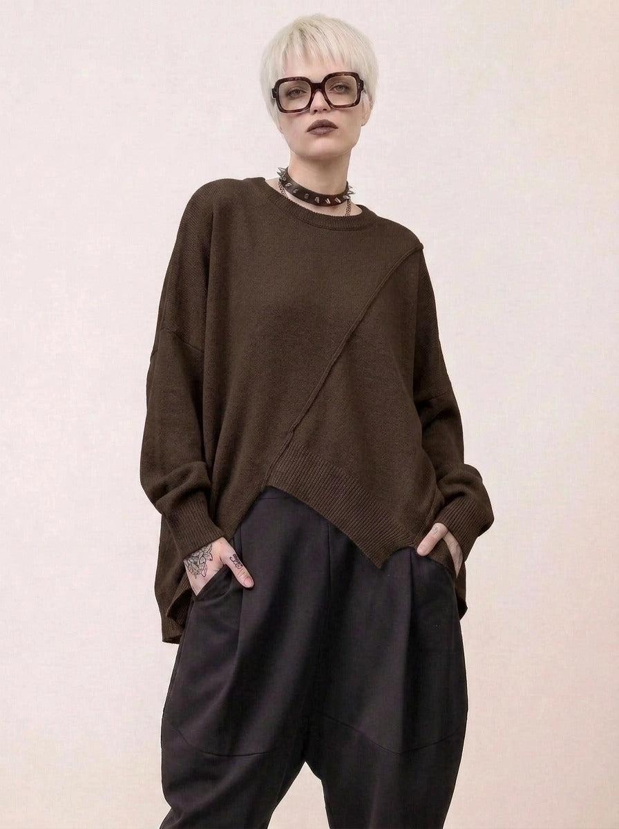 Coffee Deconstructed Oversized Knit Pullover-SimpleModerne