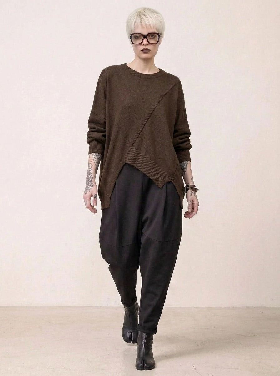 Coffee Deconstructed Oversized Knit Pullover-SimpleModerne