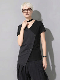 Casual Edge Asymmetrical Wrap T-Shirt-SimpleModerne