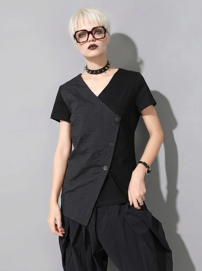 Casual Edge Asymmetrical Wrap T-Shirt