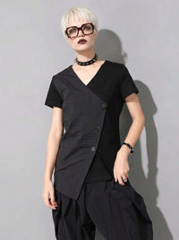 Casual Edge Asymmetrical Wrap T-Shirt-SimpleModerne