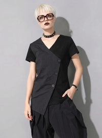 Casual Edge Asymmetrical Wrap T-Shirt-SimpleModerne