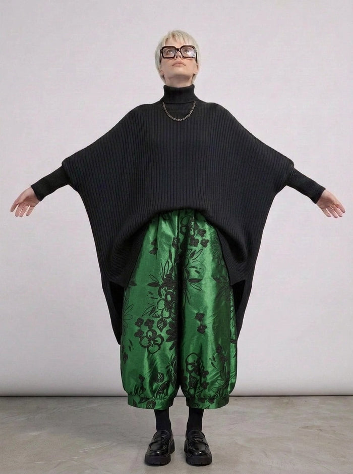 Re-launch Asymmetrical Knitted Pullover Dress with Turtleneck