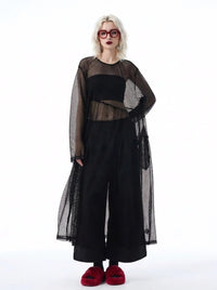 Black Sheer Mesh Overlay | Oversized Layering Dress