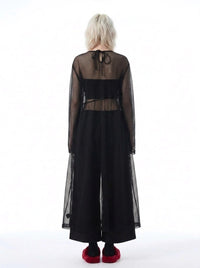 Black Sheer Mesh Overlay | Oversized Layering Dress