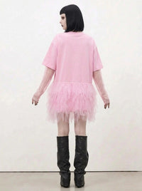 Tulle Trip Pink Oversized T-Shirt Dress
