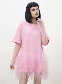 Tulle Trip Pink Oversized T-Shirt Dress