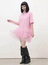 Tulle Trip Pink Oversized T-Shirt Dress