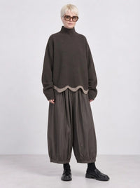 Olive Pinstripe Balloon Trousers | Relaxed Wide Leg