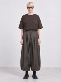 Olive Pinstripe Balloon Trousers | Relaxed Wide Leg