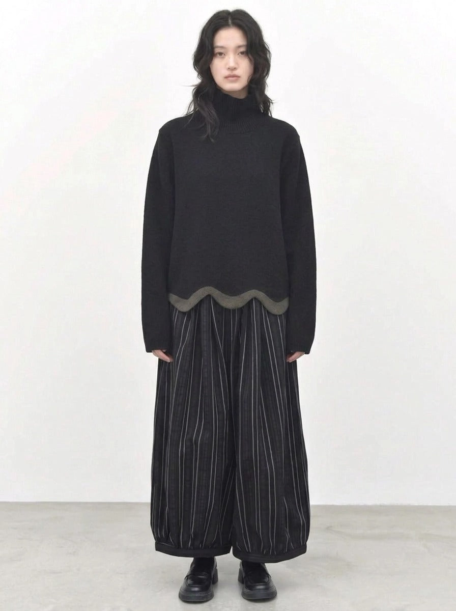 Black Striped Balloon Trousers